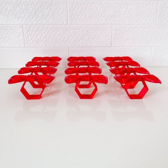 Stylish Bow Napkin Rings – Red Glitter - Handmade - Wedding Party Event Planner - Picture 10 of 13